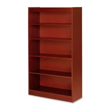 Sp Richards Lorell 5-Shelf Panel End Hardwood Veneer Bookcase, 36"W x 12"D x 60"H, Cherry LLR89053